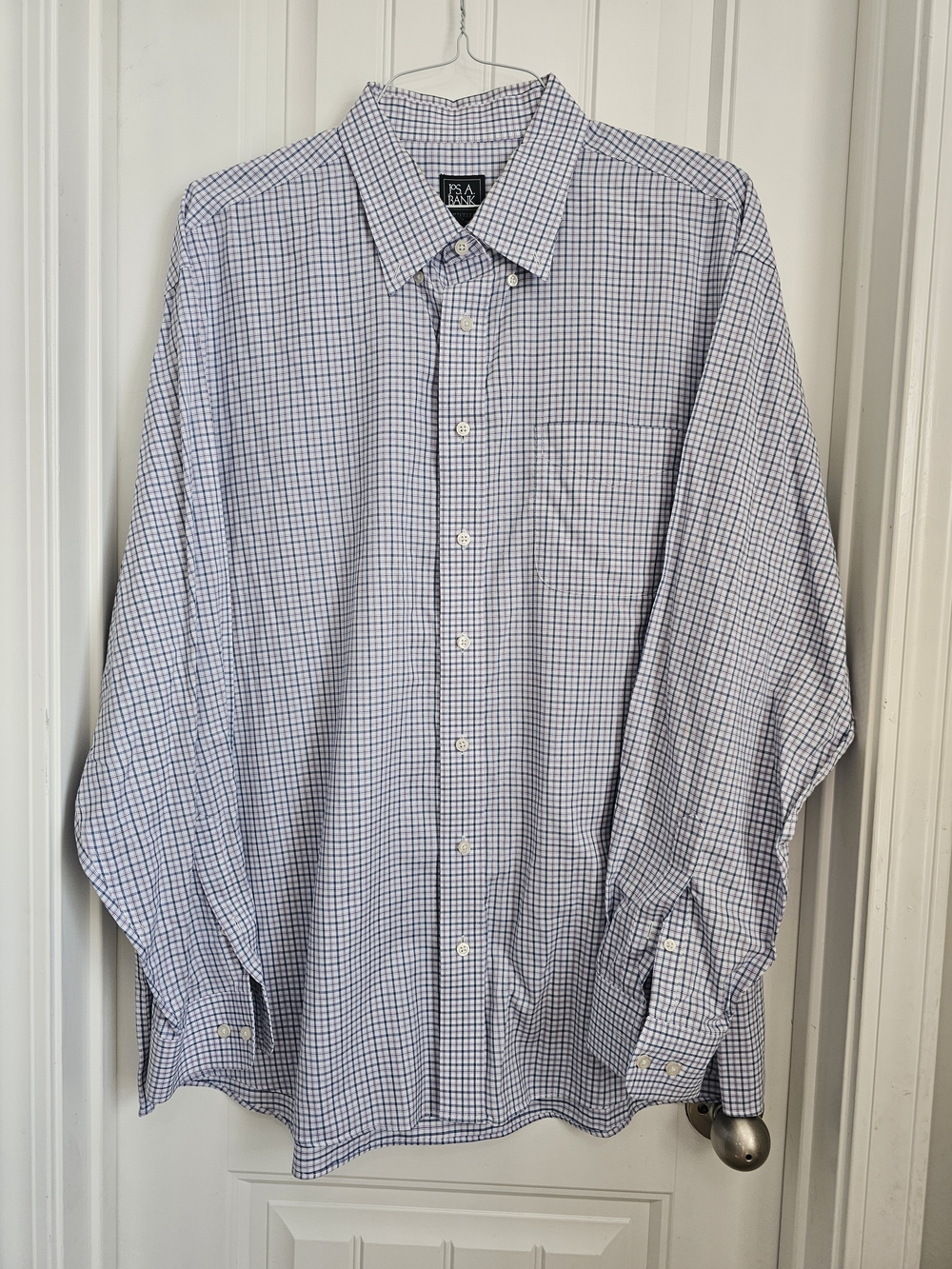 Jos. A. Bank Blue and White Checked Dress Shirt - Men's